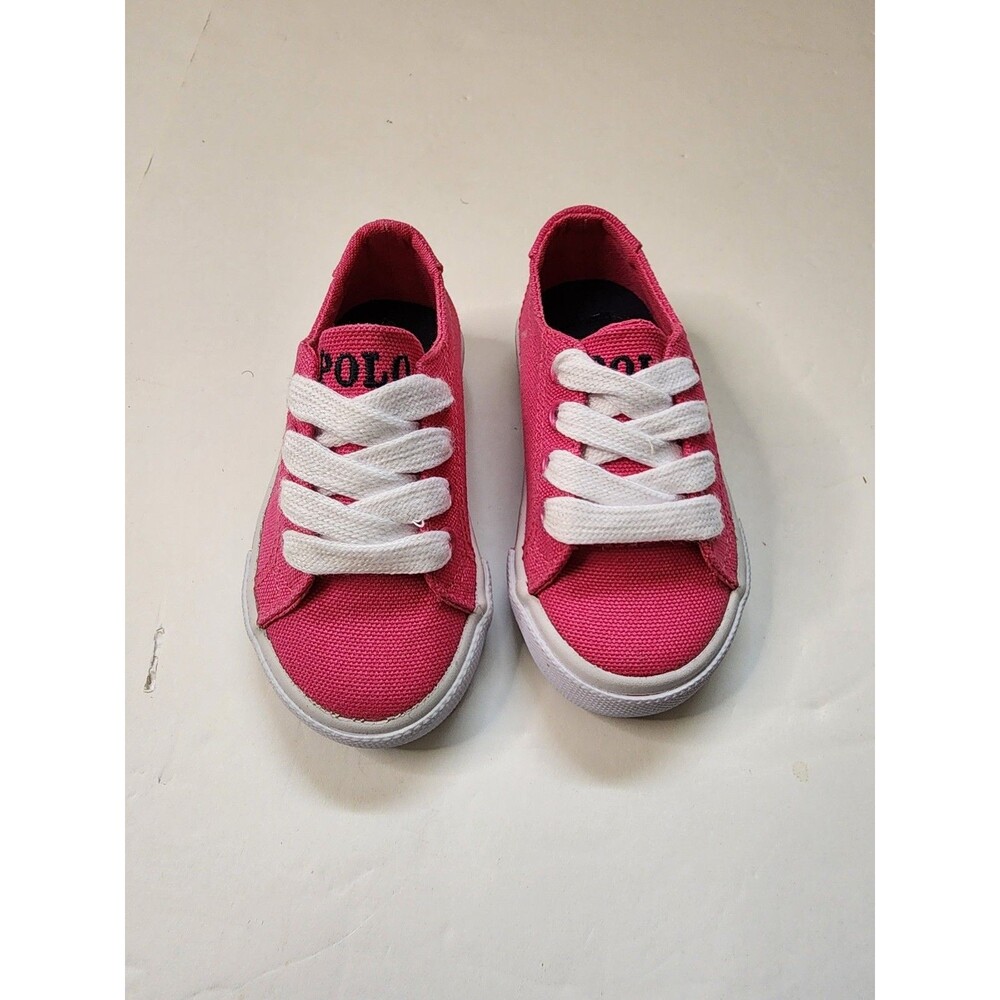 Polo Ralph Lauren Sneakers Toddler Girls 5 Pink Canvas Baja Slater Wide Laces